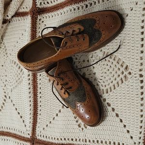 Men's tweed and tan wingtip.